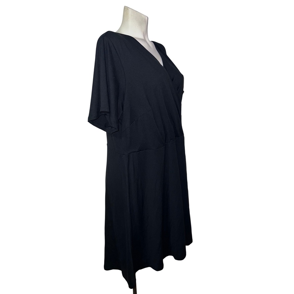 New 41 Hawthorn Elissa Surplice Dress Black Plus Size 3X Poly Span Short Sleeve - Picture 3 of 7